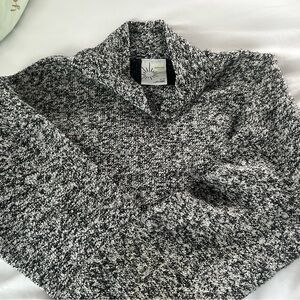 Black and White Cropped Knit Sweater